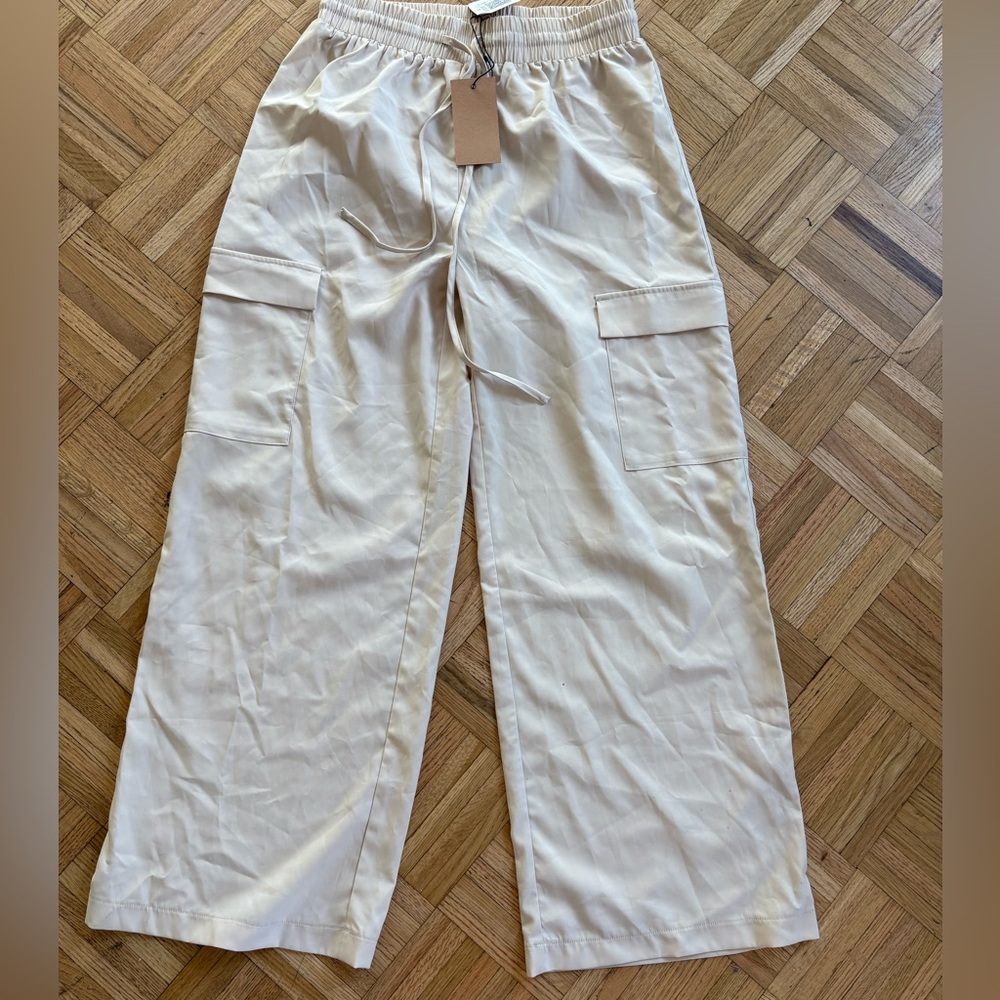 Kismet Cream Elastic Waist Wide-Leg Pants